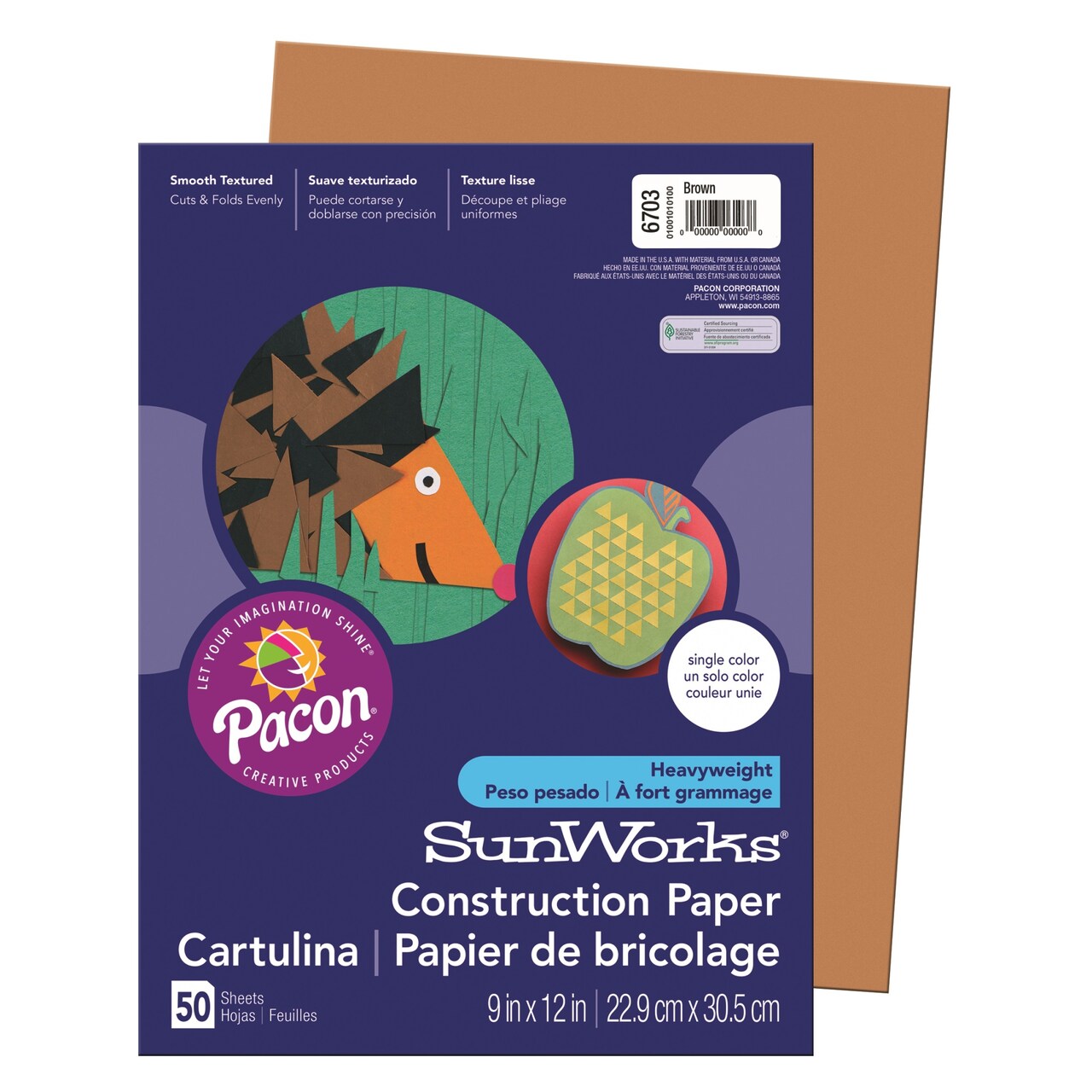 Brightly-colored, high-strength, heavyweight construction paper with long,  strong fibers that cut clean and fold evenly without cracking. All purpose,  high bulk, smooth textured. Made with a chemical-free pulping process to  help ensure
